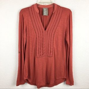 Dolan Anthro V-neck panel slub long sleeve top s